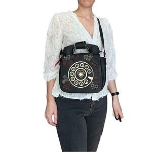 NWT Betsey Johnson Call Me Baby Phone Bag  Black Kitsch Crossbody Novelty